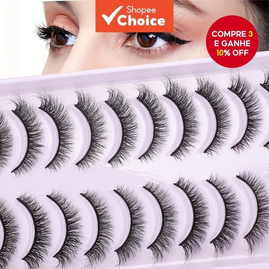 Cílios Finos 8D Feitos À Mão (10 Pares) – Postiços Macios Alados Para Aparências Naturais E Ousadas , Extensões Fofas De em Oferta na Shopee