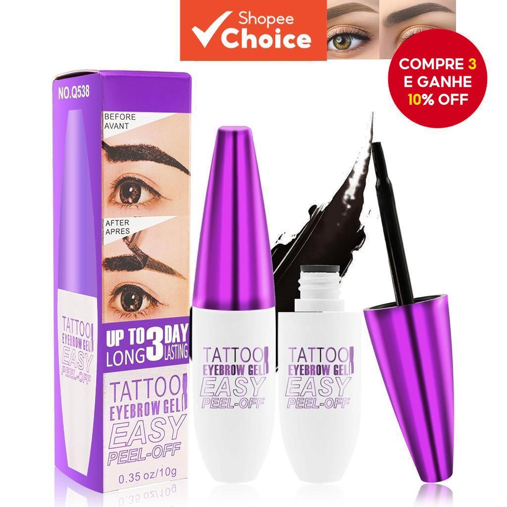  Gel de Tintura para Sobrancelhas Peel Off, Gel de Sobrancelha Tatuagem Preto Cinza Fácil de Remover, À Prova D'água de