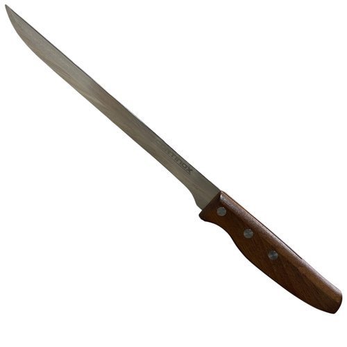 Faca De Corte 35cm Lâmina Aço Inox Afiada Cabo Madeira Churrasco Açougue Cozinha Profissional