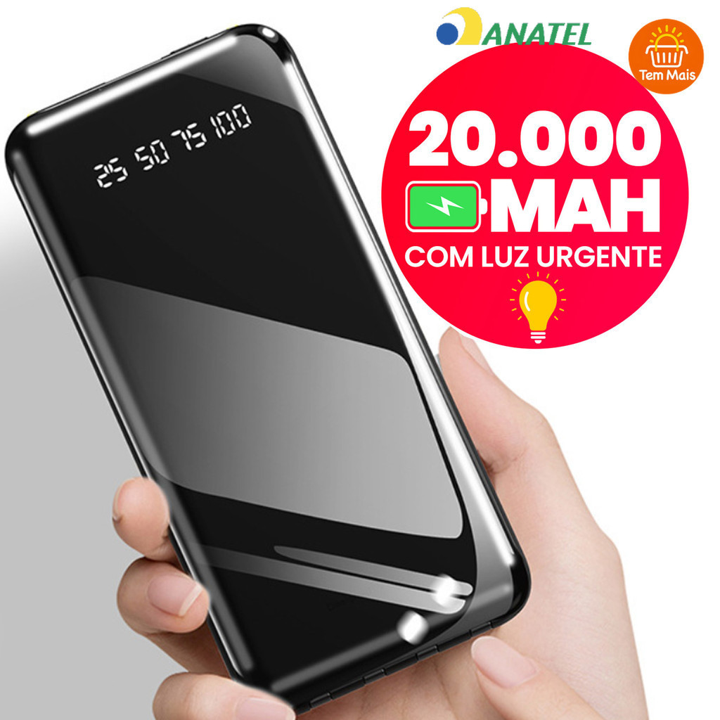 Power Bank 10000mah 20000mah Bateria Externa Carregador Portátil Ultra Compacto