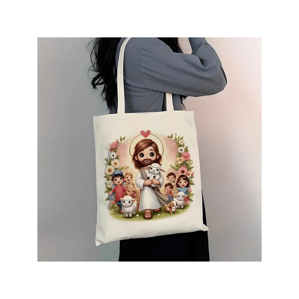 BOLSA ECOBAG FEMININA,UNISSEX JESUS BOM PASTOR,MATERIAL OXFORD,MODA DIA A DIA