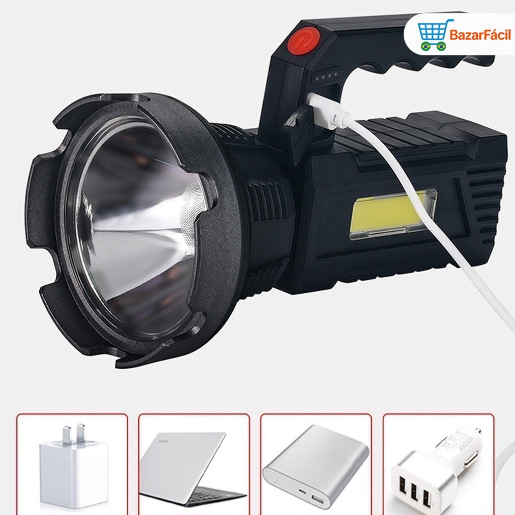 Lanterna Holofote Farolete Mão Recarregável Usb Prova D'água Portatil Lanterna LED