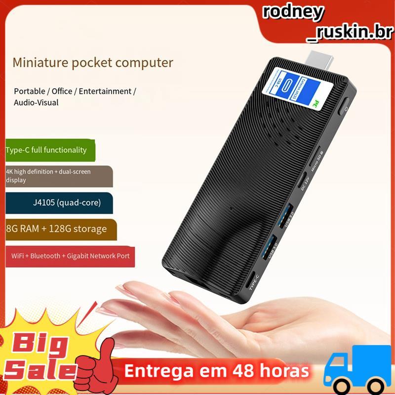Mini PC Stick Fanless Win 11 Pro WiFi5 8GB 128GB 2.0 4K Desktops Computador-Laptop Compatível