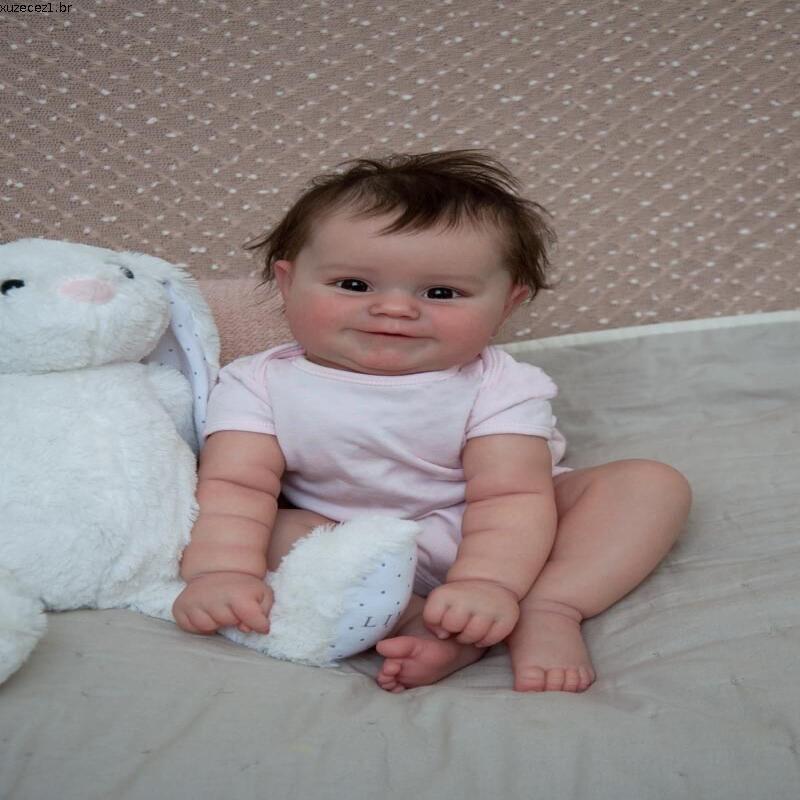 NPK 20 polegadas Levi Reborn Vinil realista Bebê ao vivo LoL Bebê recém-nascido Bebê recém-nascido Boneca de cabelo pin