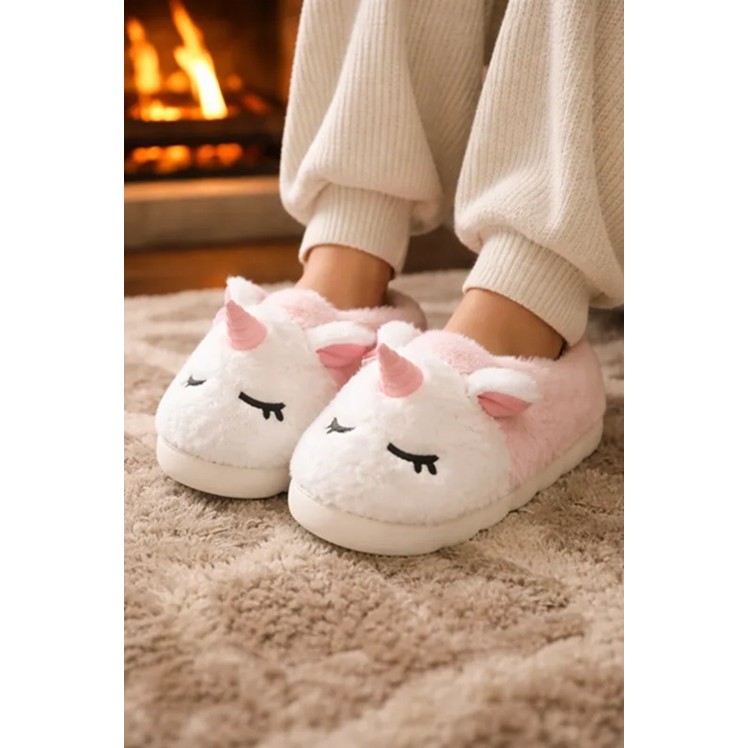 Pantufa Unicórnio Infantil Fofinha Peludinha Macia Inverno