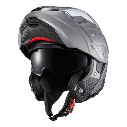 Capacete Texx Kratos Escamoteável Articulado Robocop Cinza Fosco Titânio Óculos Interno Solar Original Moto Luxo