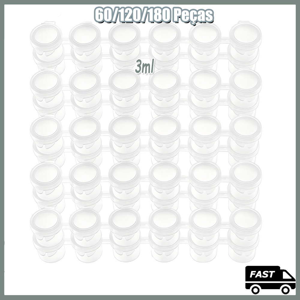 6-180PCS potes vazios tiras de tinta recipientes de armazenamento de artesanato para salas de aula escolas pinturas 3ml