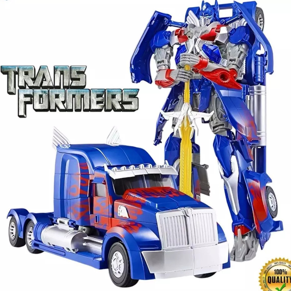 Carrinho Caminhão Transformers Robô Optimus Prime Som e Luz Bate Volta Gira 360 Brinquedo Infantil Menino