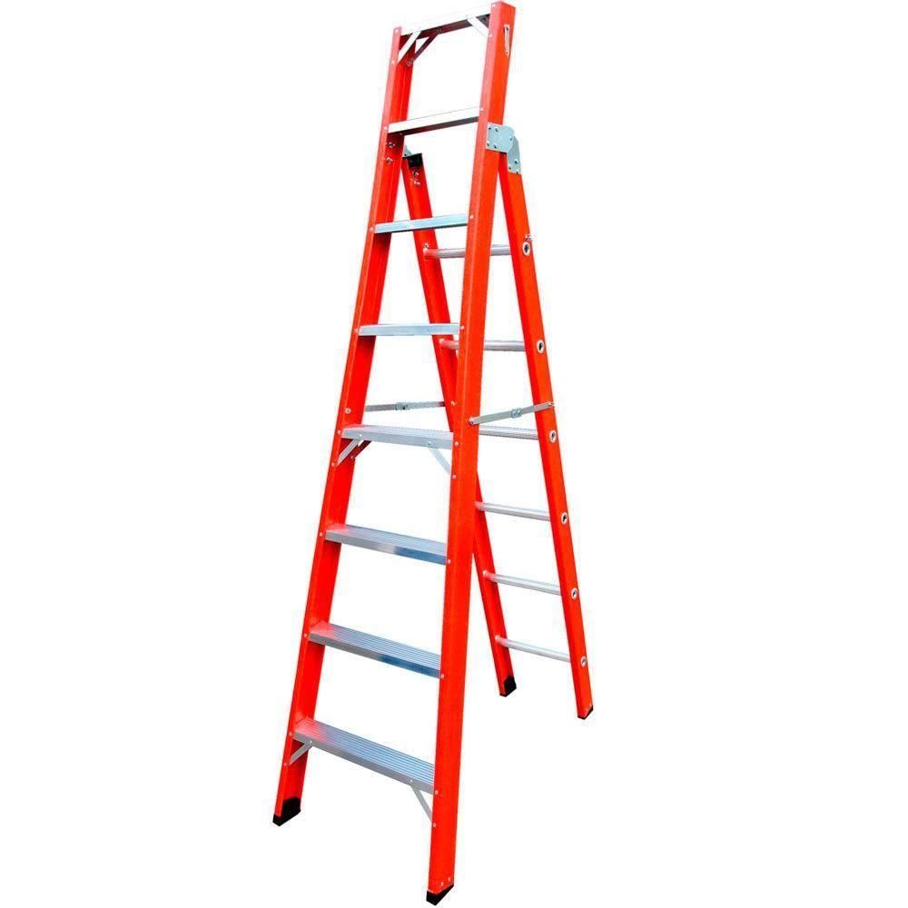 Escada de fibra de vidro 6 / 9 degraus 1,80 x 2,95 m modelo multiuso - FMU-6/9 - Rotterman