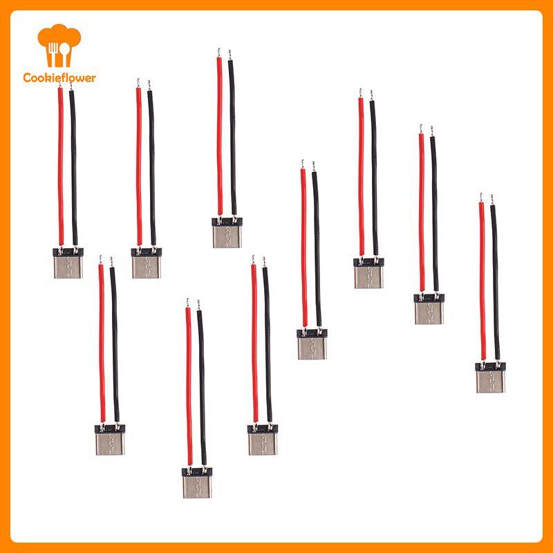 CKFR 10 Pcs Micro USB Tipo-C 2Pin Horizontal 2P Simples Soldado Macho Plug-in Placa Qui Conector De Carregamento Novo