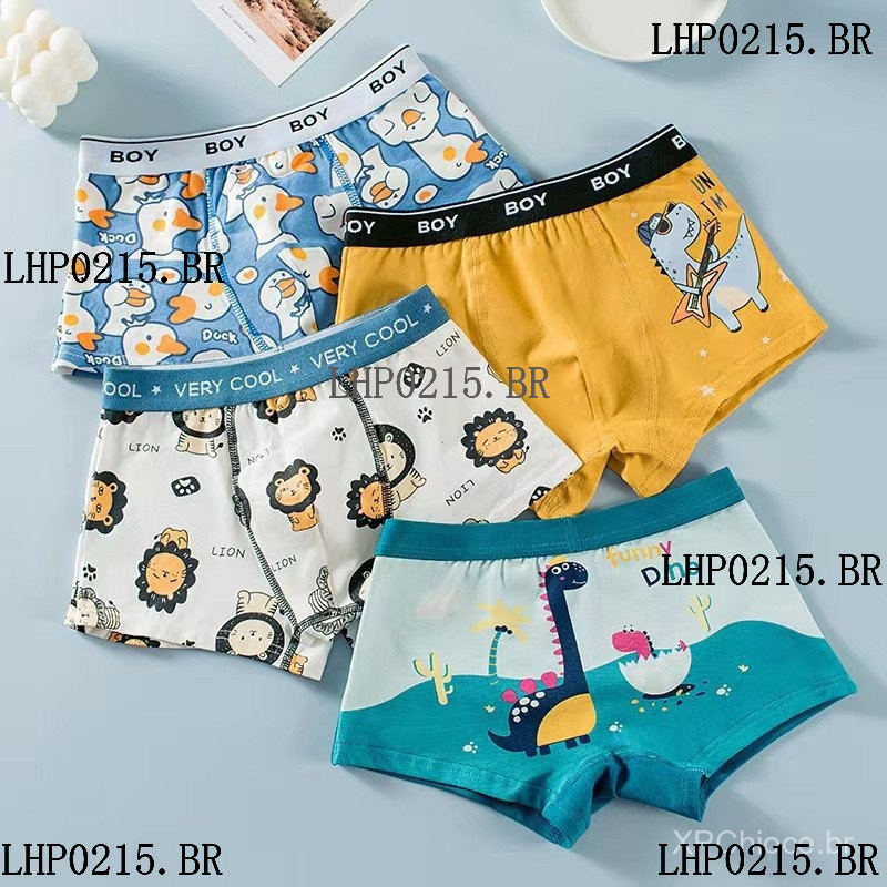 Roupa íntima infantil 4 peças de algodão puro Roupa íntima infantil de algodão puro Roupa íntima infantil de algodão pur