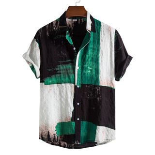 Camisa Masculina Verão Praia Manga Curta Estampada Moda Casual