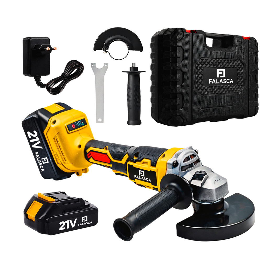 KIT ESMERILHADEIRA BATERIA 21V ANGULAR 4.1/2 PROFISSIONAL 125MM 9500 RPM FAG21B1 5166 – FALASCA