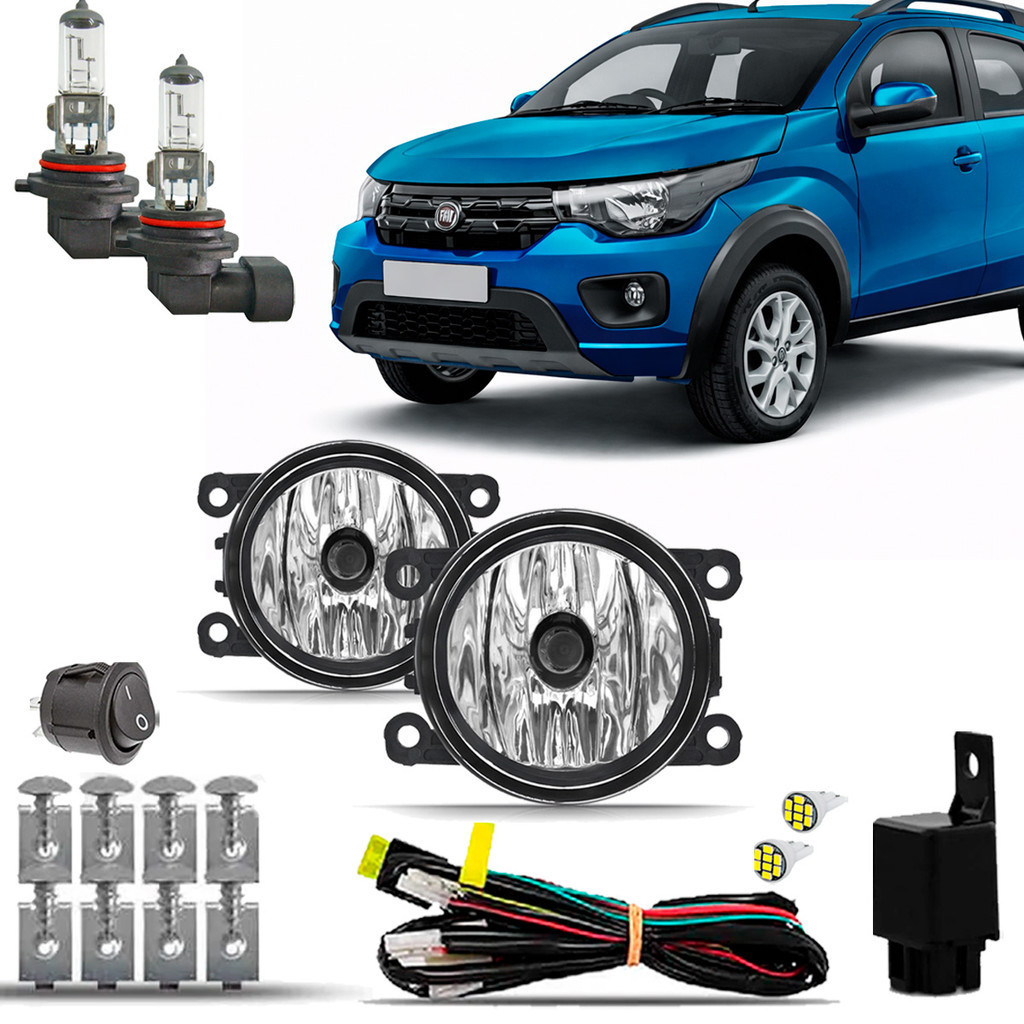 Kit farol de Milha Farolete Cibie Neblina Completo Cibie Completo Mobi Alógenas 2016 2017 2018 2019 A 21 2022 2023 2024