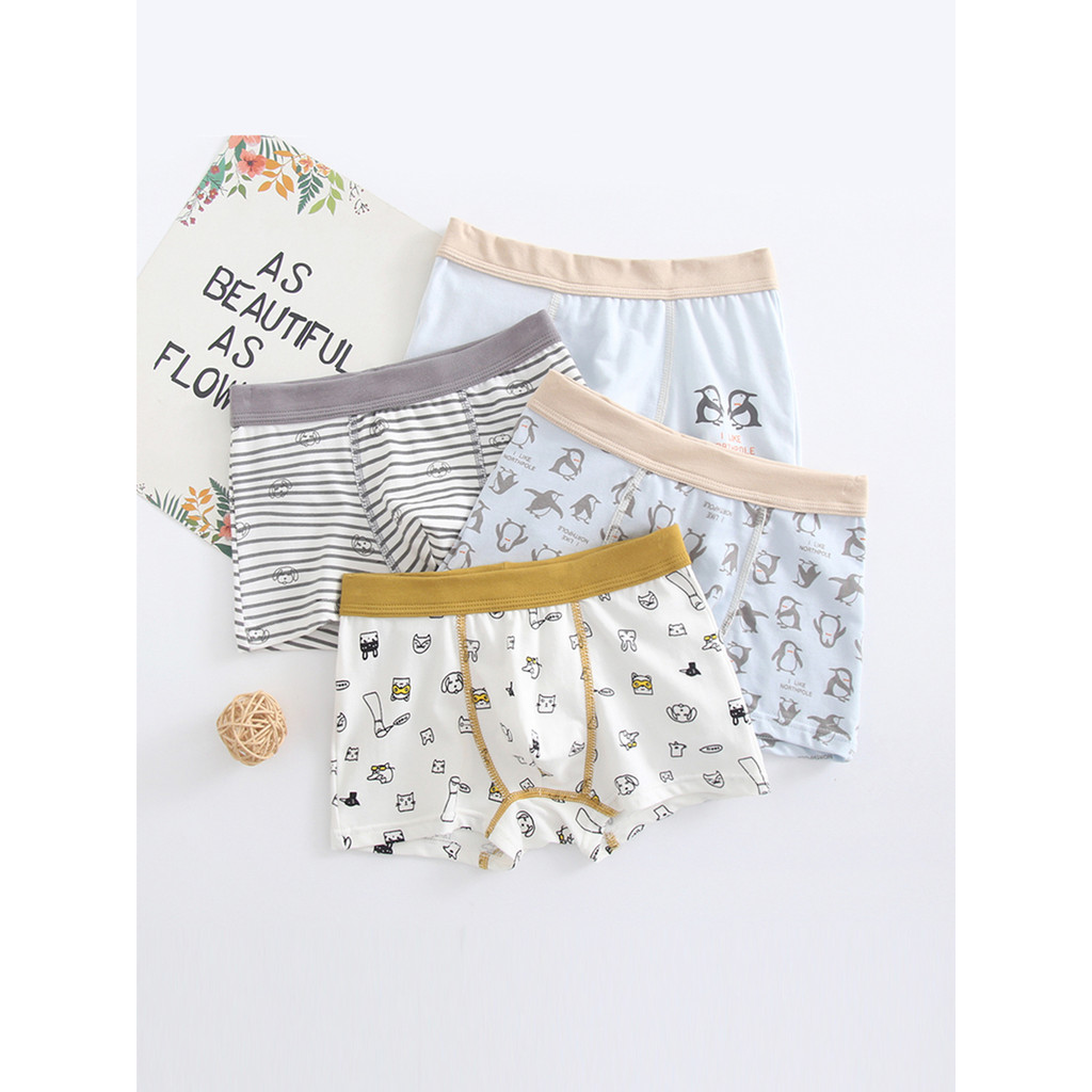 Ab roupa interior crianças roupa interior meninos dos desenhos animados impresso Boxer Briefs estiramento algodão médio 