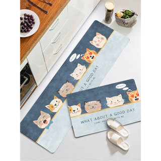 Tapete de cozinha de gato de desenho animado, absorve água, à prova de óleo, antiderrapante, esfoliante, resistente à su