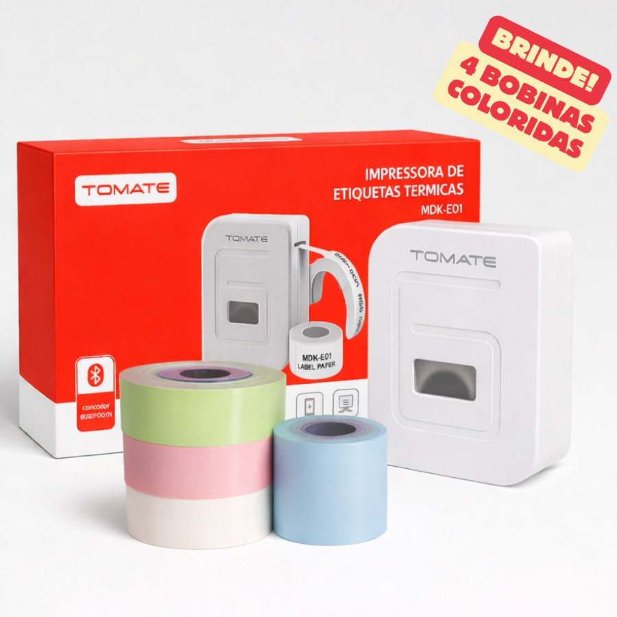 Impressora Térmica Portátil Tomate MDK-E01 Bluetooth Etiquetas