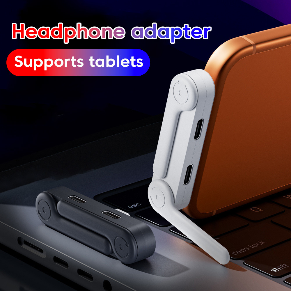 Elough 2 Em 1 Multifuncional Tipo C Adaptador Dobrável De Carregamento Rápido USB Fones De Ouvido Conversor De Cabo De Á