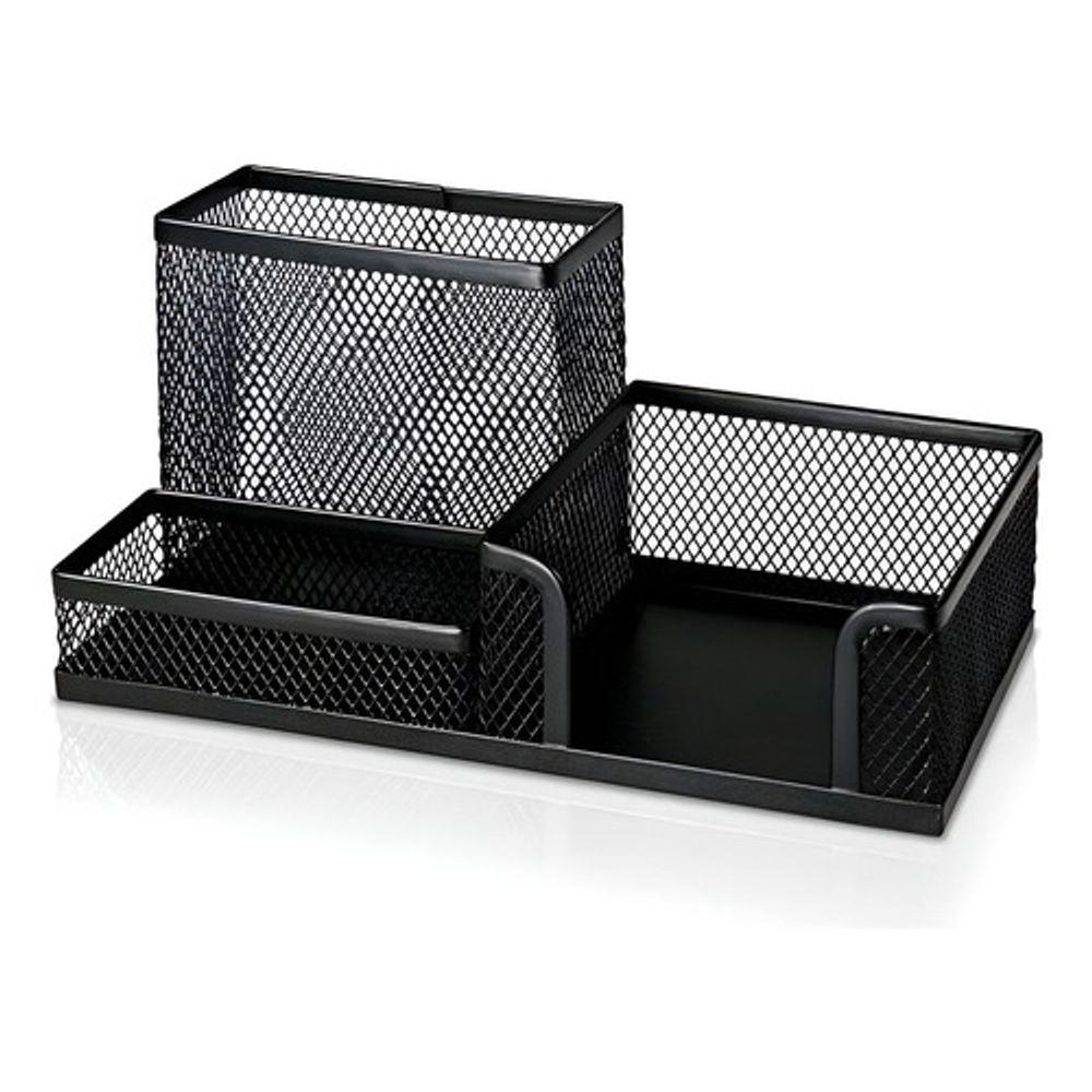 Organizador de Mesa Aramado Preto com 3 Divisões