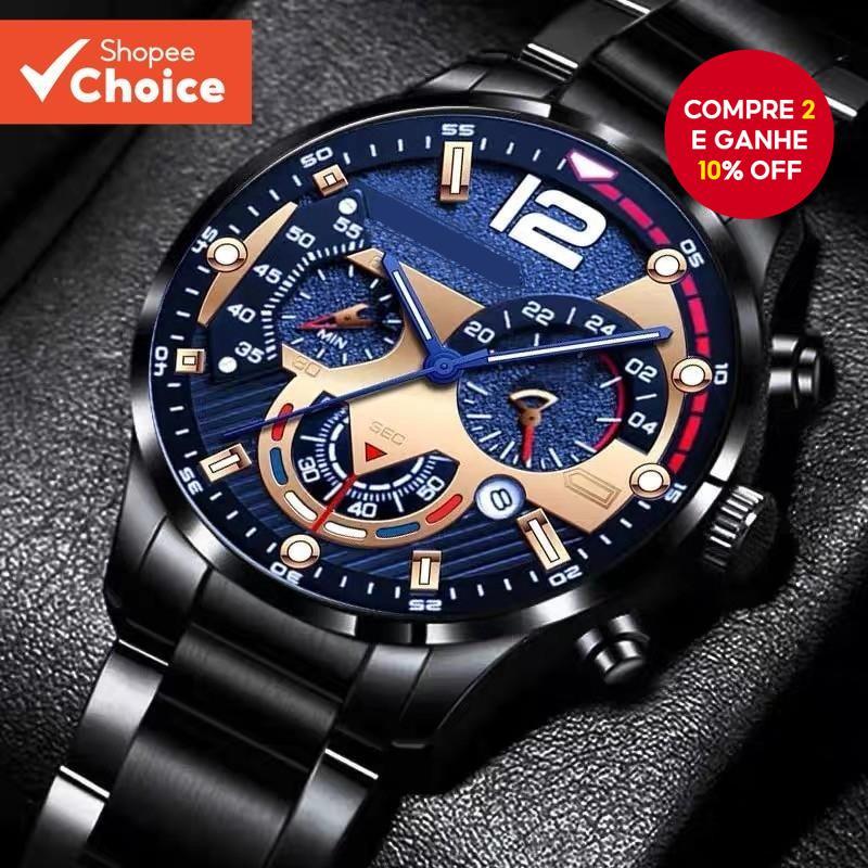 Relógios De Luxo Masculinos Pulseira De Ouro Aço Inoxidável Quartzo Calendário Relógio Para Homem Negócios Luminoso