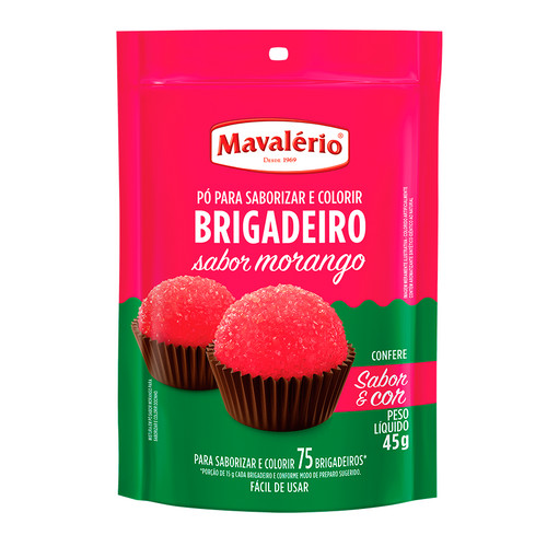 Saborizante em Pó Preparo Brigadeiro Morango 45g Mavalério em Oferta na Shopee