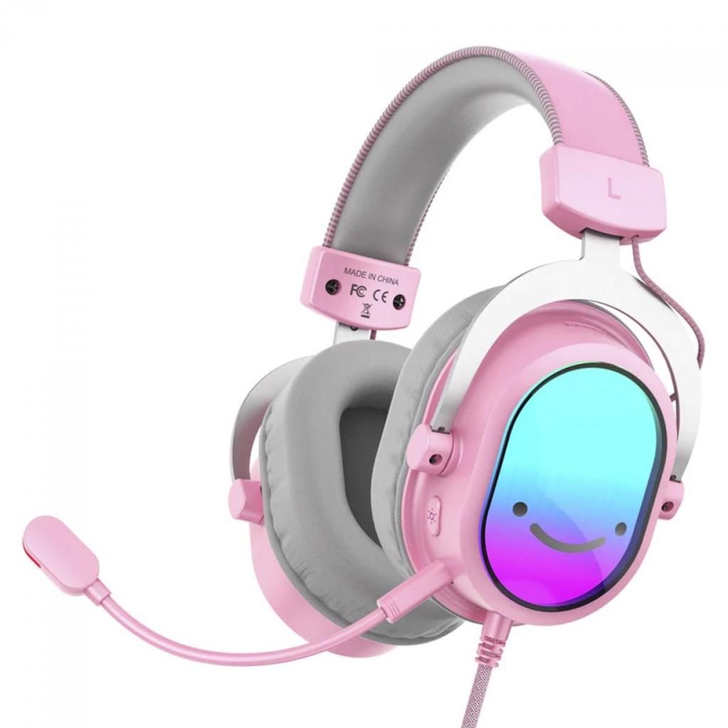 Headset Gamer Fifine AmpliGame H16, 7.1 Surround, RGB, USB, Pink