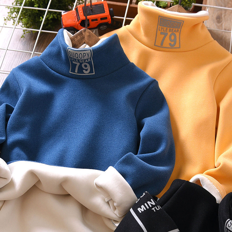 Forro de veludo alemão engrossado outono inverno crianças camisa de manga comprida camiseta meninos meninas na moda gran