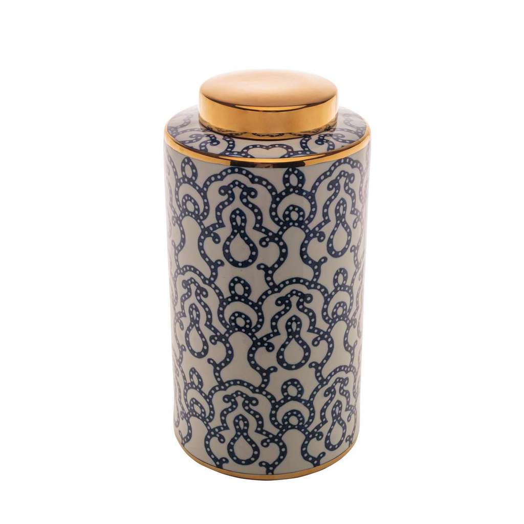 Potiche Decorativo Porcelana Azul/Branco 61379 Rojemac