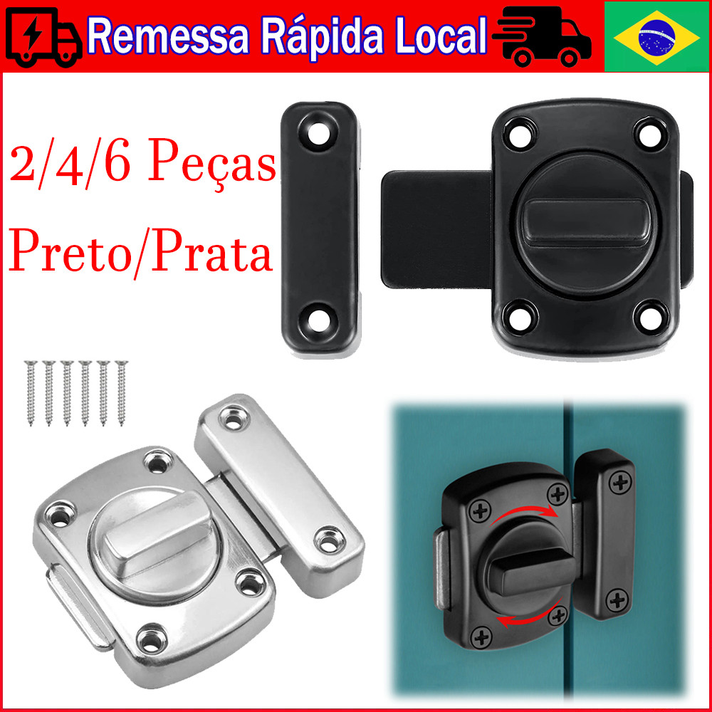 2/4/6 Pçs Fechadura de porta de segurança de liga de zinco, fechadura antifurto de aço inoxidável,trava de parafuso gira