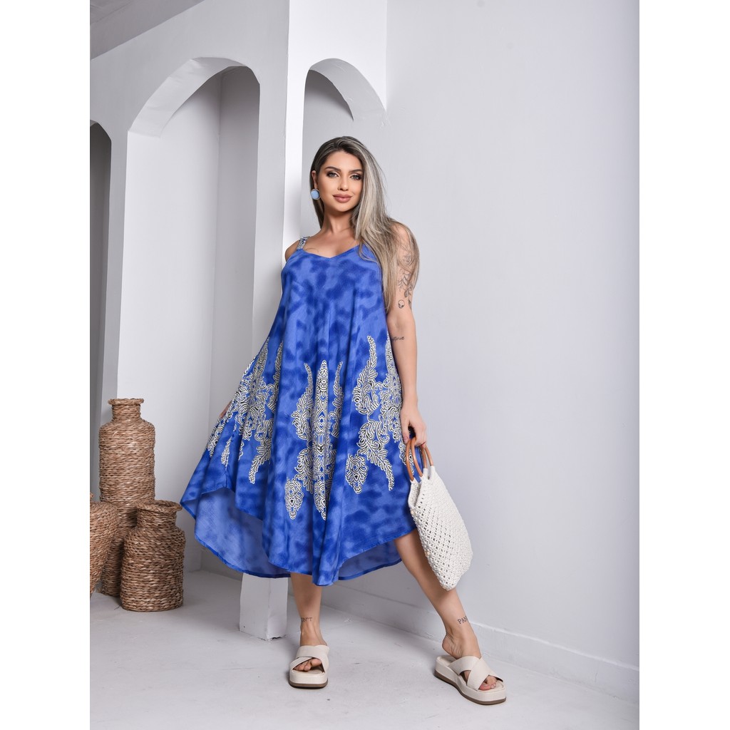 Vestido Trapézio Indiano Viscose Soltinho Confortável
