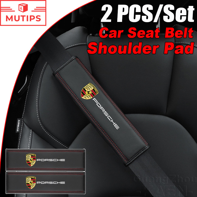 Porsche 2 Pçs/Set Couro Cinto De Segurança Do Carro Almofada De Ombro Protetor Capa Para Cayenne 911 718 Macan Panamera