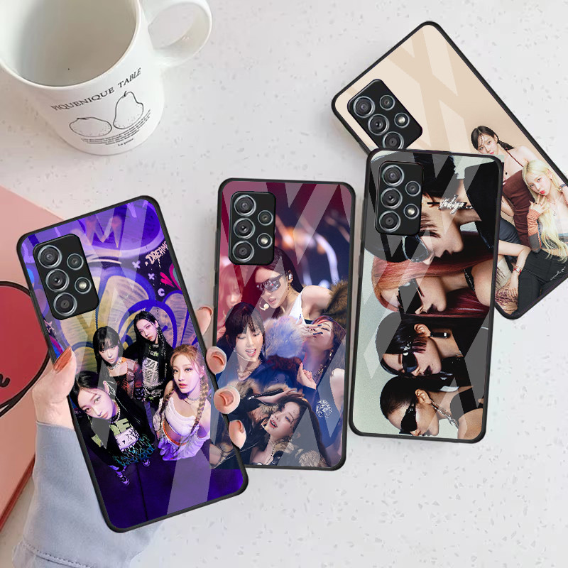 Kpop aespa 02 Capa De Telefone De Vidro Para Samsung Galaxy A16 A15 A25 A35 A55 A53 A54 A34 A14 A32 A52 4G 5G A56 A54
