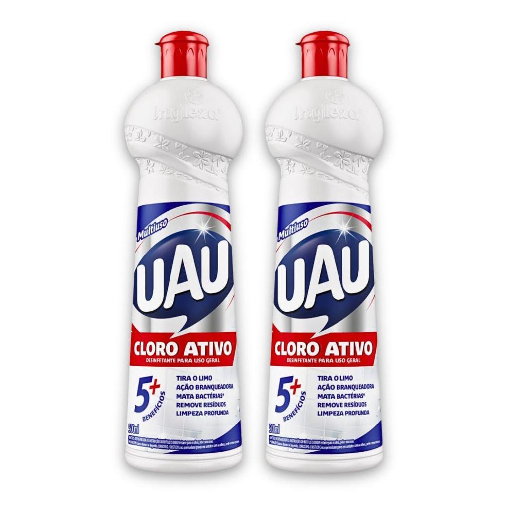 Kit 2un Limpador Multiuso Cloro Ativo 5 Em 1 Uau 500ml em Oferta na Shopee