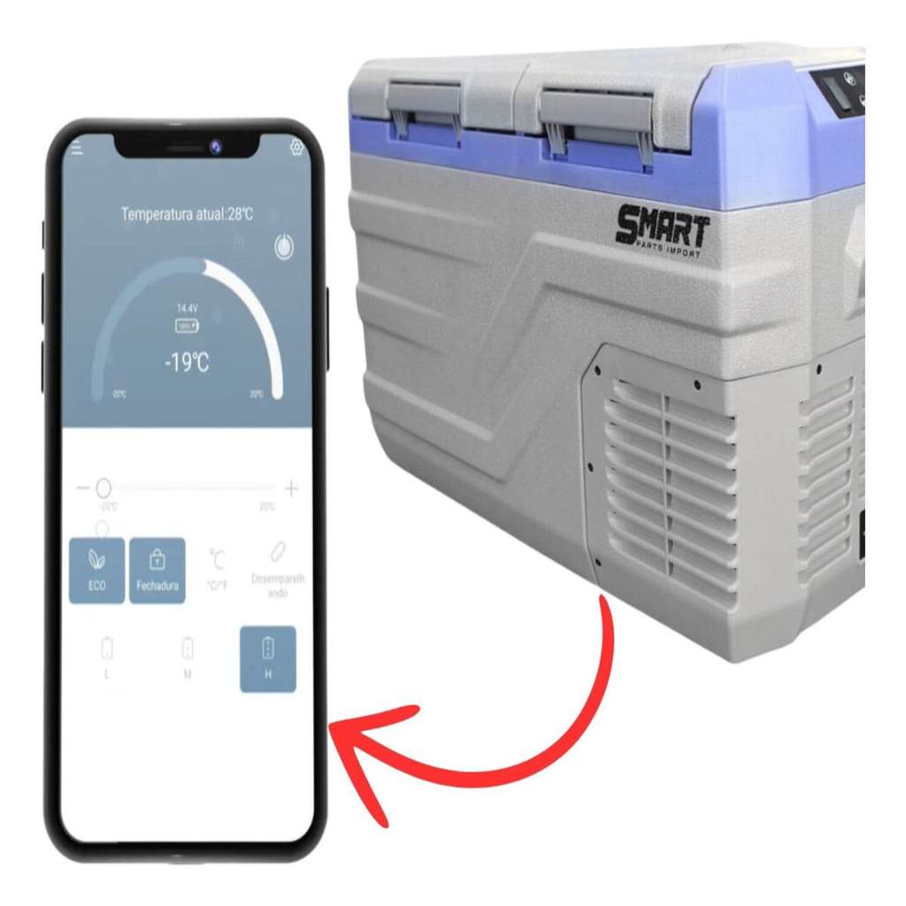 GELADEIRA PORTÁTIL 55 LITROS CAMINHÃO CARRO VIAGEM BLUETOOTH em Oferta na Shopee