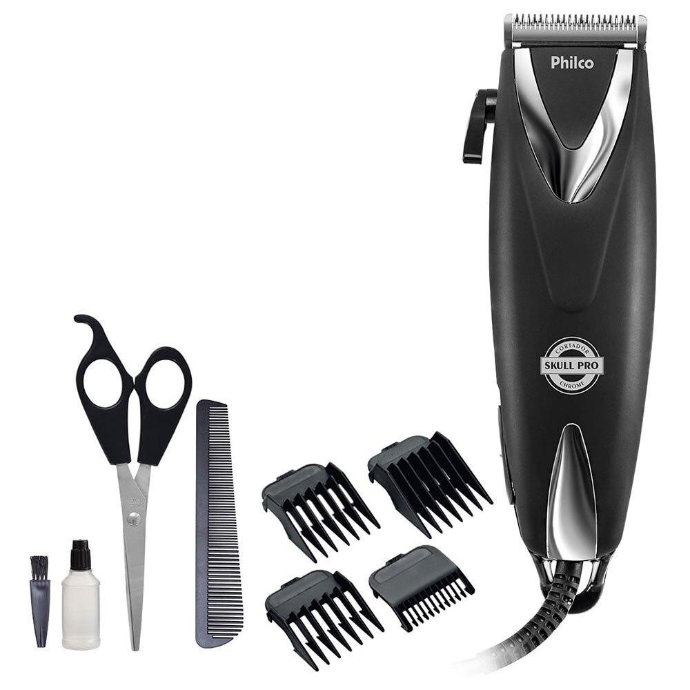 Cortador de Cabelos Philco Skull Pro PCR12CR Chrome, Preto em Oferta na Shopee