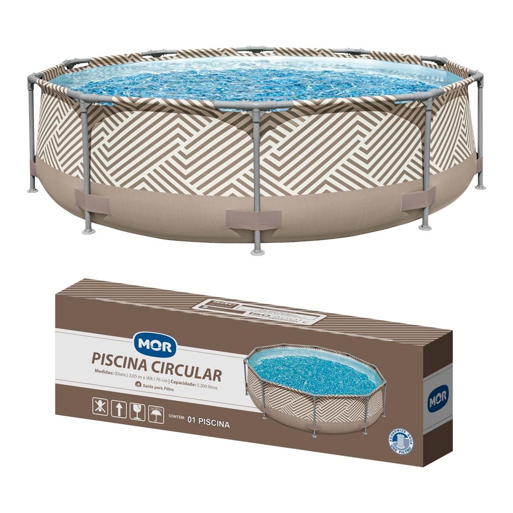 Piscina Redonda Estrutural PVC 5200 Litros 3.05 x 3.05m Mor em Oferta na Shopee