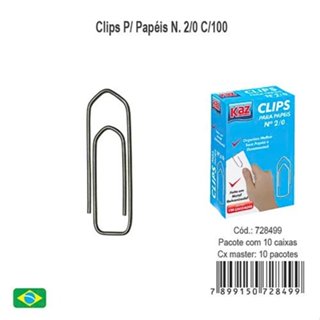 CLIPS PARA PAPÉIS, N. 2/0 COM 100 UNIDADES, KAZ em Oferta na Shopee