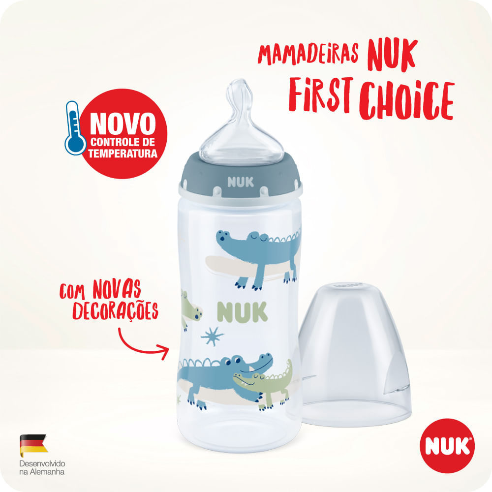 Detalhes do Mamadeira Nuk My First Bico de Silicone Ortodôntico Nível 2 Fluxo Médio 6+ Meses Azul 300ml