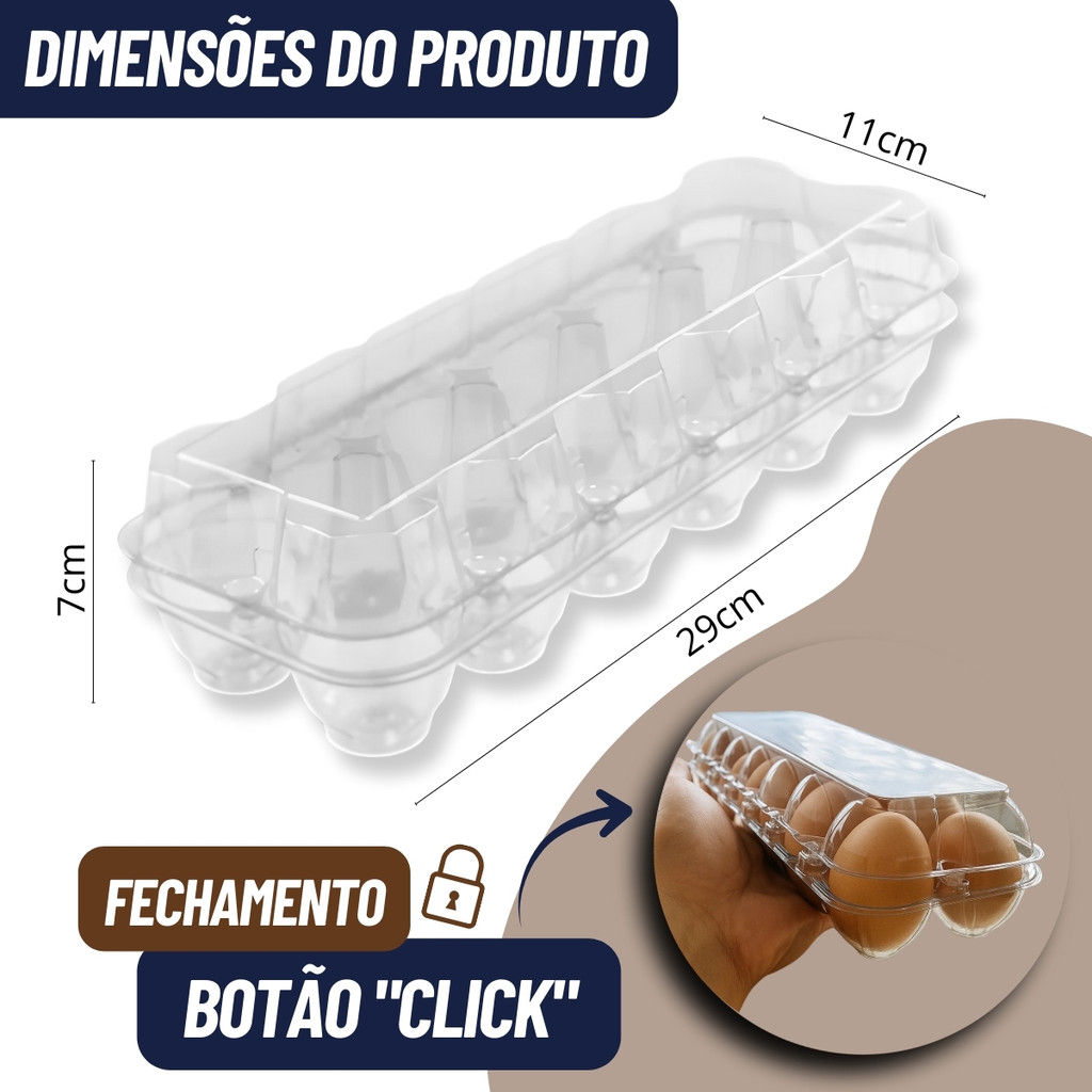 100 Bandeja Blister Cartela P/ 12 Ovos Dúzia Galinha Atacado Plástico 25 50 100 UN Embalagem Comércio