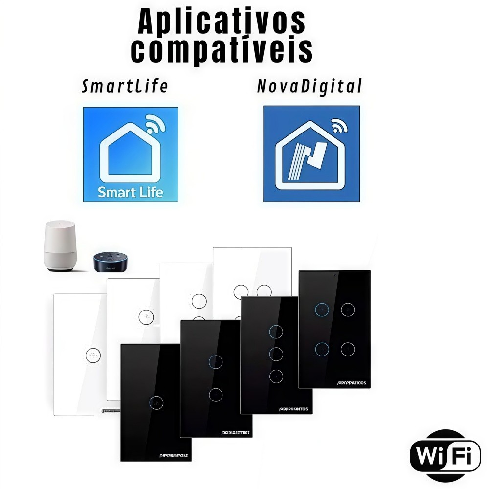 Interruptor Inteligente Tuya WiFi Touch de Parede 2/3/4 Grupos - Smart Home Compatível com Alexa e Google em Oferta na Shopee