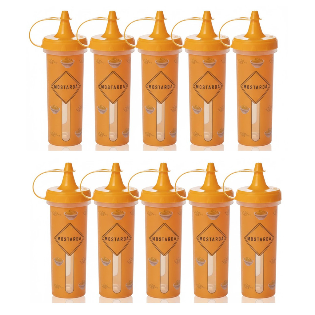 KIT 10 BISNAGA DECORADA MOSTARDA 250ML PLASUTIL