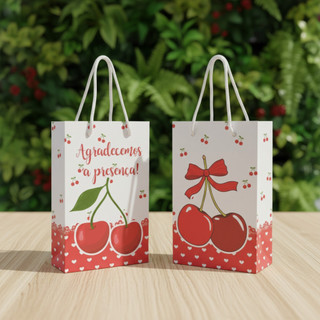 Sacolinha Surpresa tamanho P 16x10cm - Tema personalizado CEREJA Lembrancinha Festa Infantil