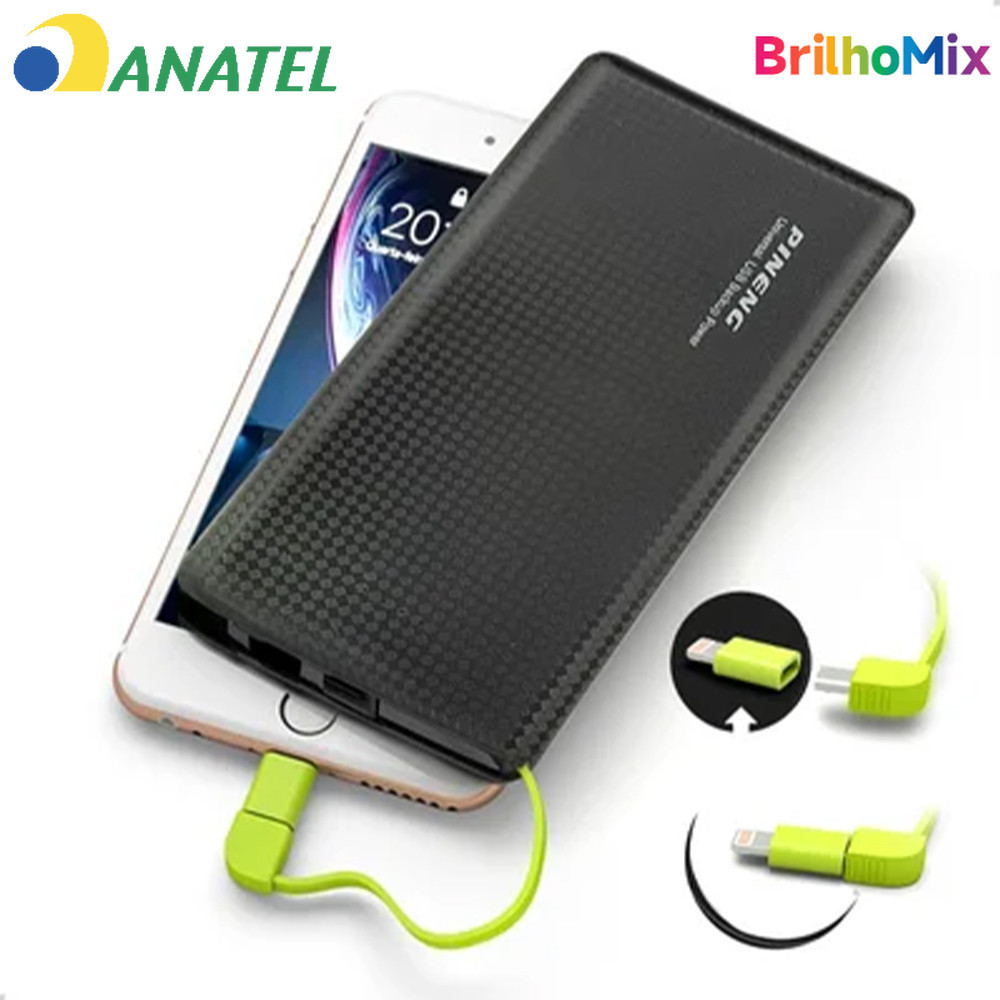 Carregador portátil Pinneng Power Bank 10.000mah com adaptador para iPhone, V8 em Oferta na Shopee