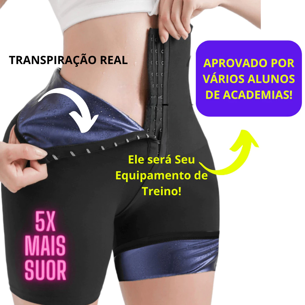 Shorts Sauna Fitness Feminino Modelador Cintura Alta para Academia e Treino — imagem 1
