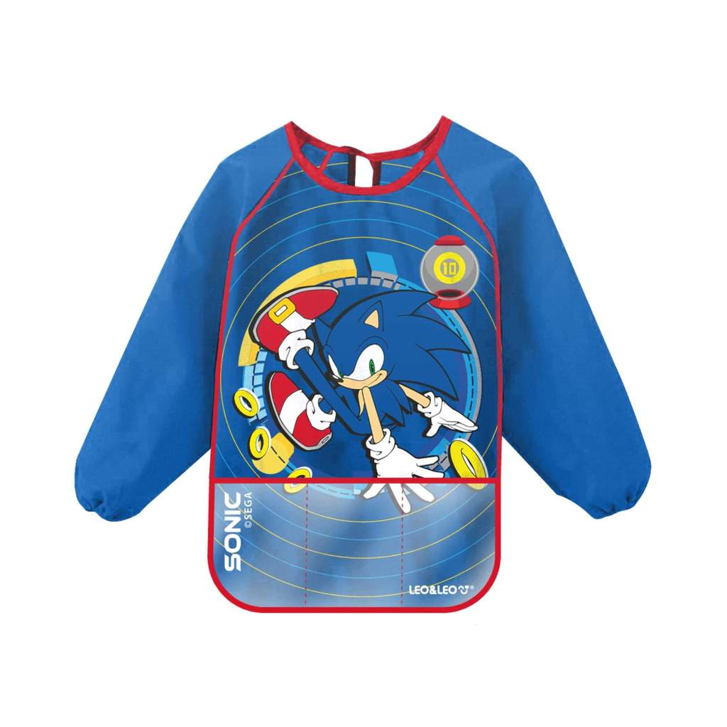 Avental Infantil Impermeável c/ Bolso e Manga Comprida Sonic Leonora - 10145 em Oferta na Shopee