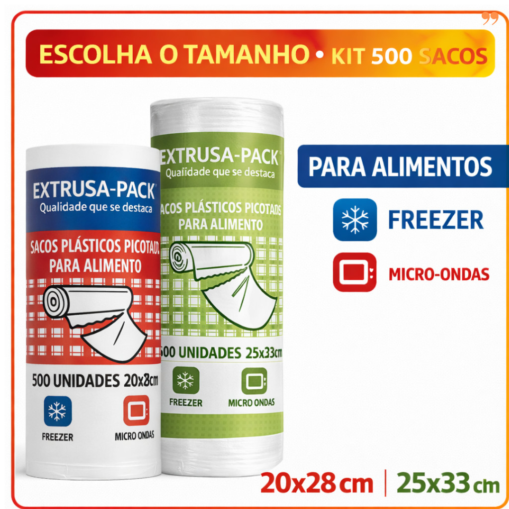 Imagem Saco Picotado para Alimentos Verduras Legumes Carnes 500 Unidades | Freezer e Micro-ondas | Uso Doméstico e Comercial