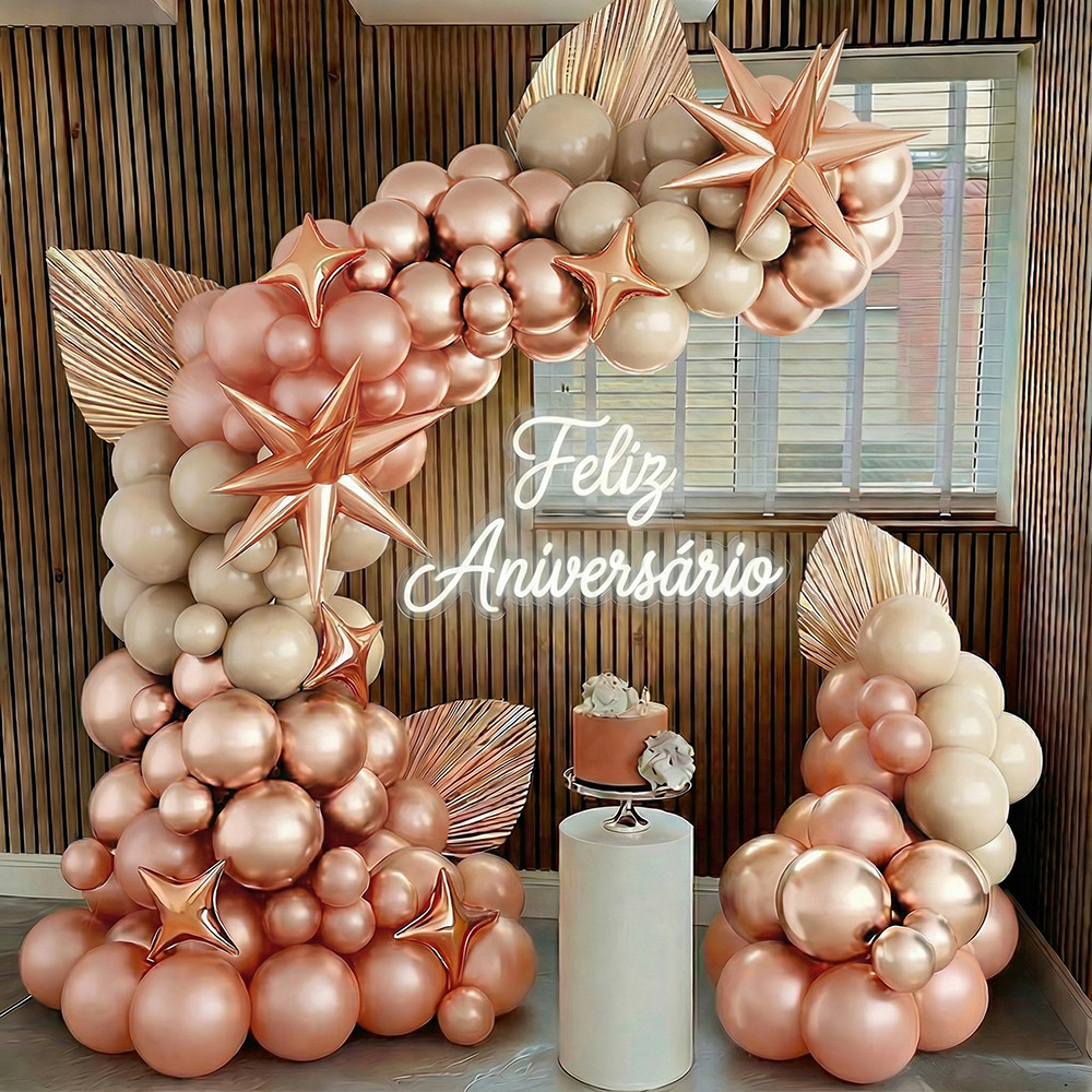 Balão de Aniversário Bexigas 132 Peças Balões Kit Com Flores Para Decoração de Festa Banquetes M1084 em Oferta na Shopee