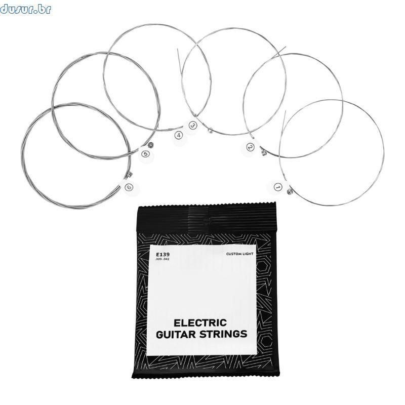 dusur9 6 Peças Cordas Acessórias Para Guitarra Elétrica Núcleo Aço Carbono 009-042 Fio