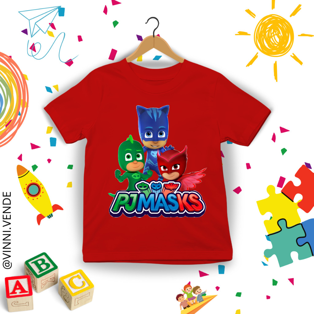 Camiseta Infantil PJ Masks Moda Juvenil Kids Blusa 100% Algodão Envio Rápido Tendência Lançamento