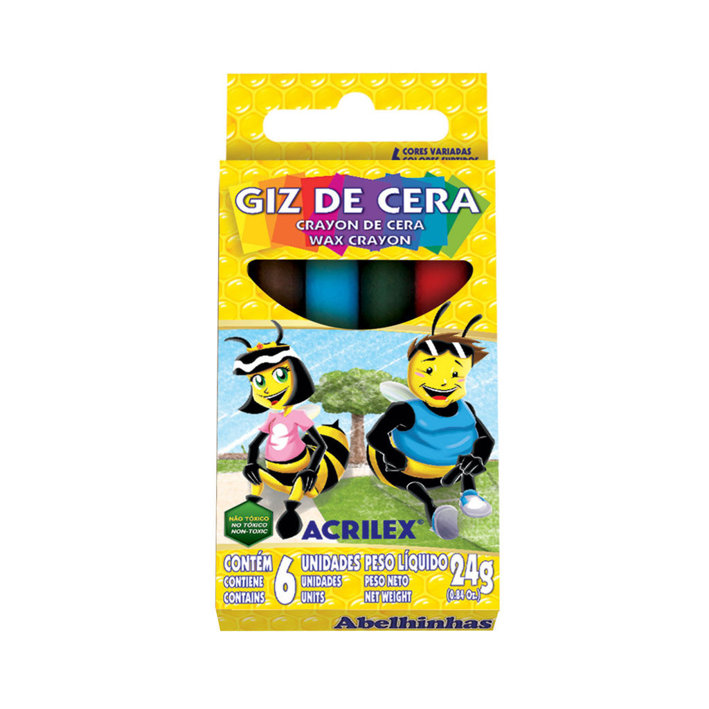 Giz Cera Acrilex Regular com 6 Cores 24g em Oferta na Shopee